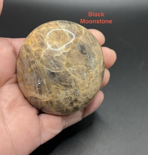 Black moonstone palm - black, stone