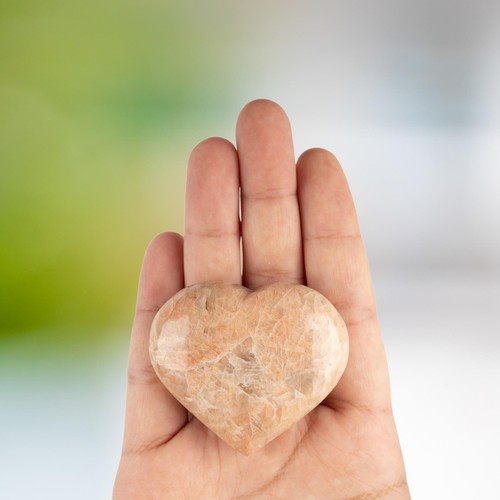 Peach moonstone heart palm - peach,